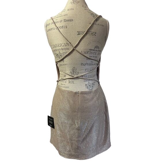 Lulus 'Earned Your Win' Metallic Lace Cocktail Dress Size L New - Picture 8 of 12